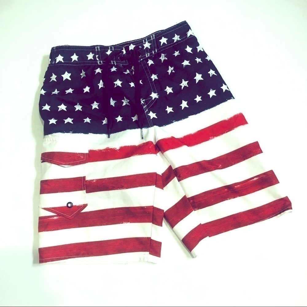Hangten Beach Short Swimming Short US Flag Size Small